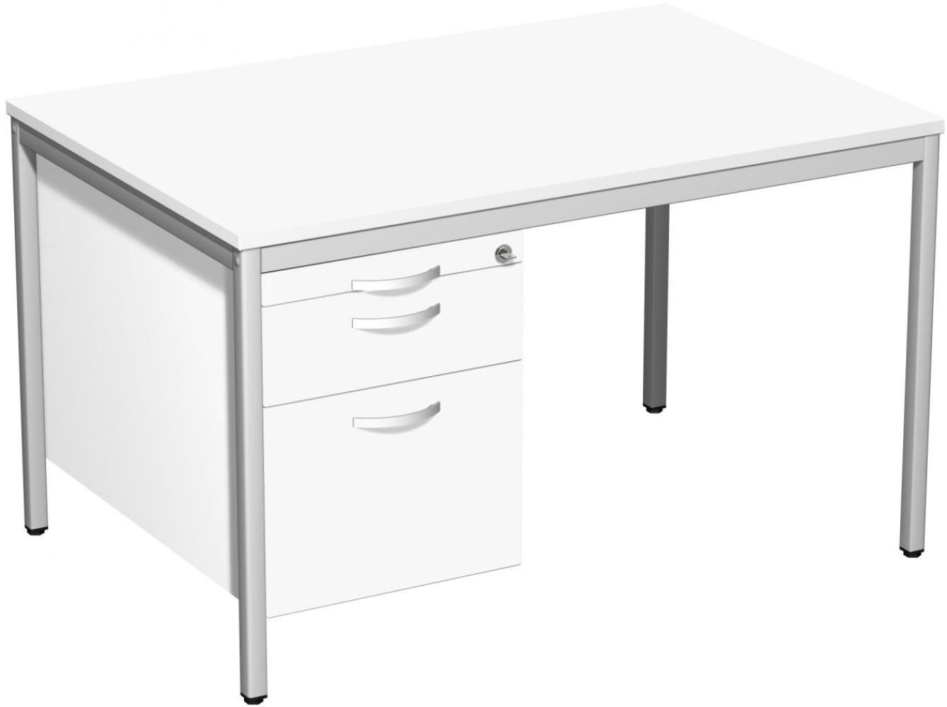 Geramöbel Schreibtisch Weiß 120x80cm 1 Hängecontainer Bild 1