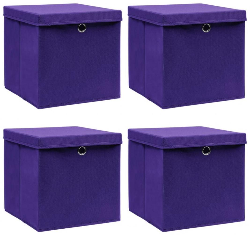 Aufbewahrungsboxen mit Deckel 4 Stk. Lila 32×32×32 cm Stoff Bild 1