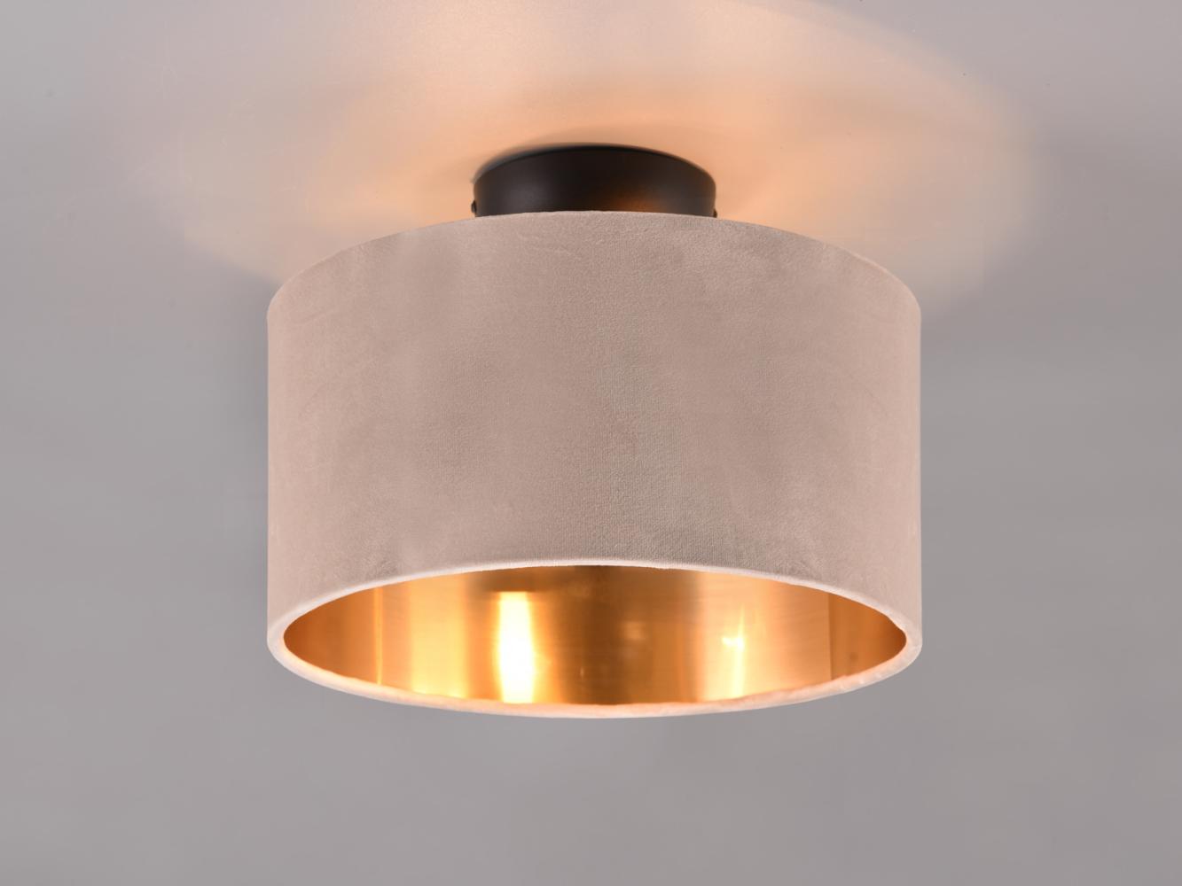 Kleine LED Deckenleuchte mit Samt Lampenschirm Beige Gold Ø 30cm Bild 1