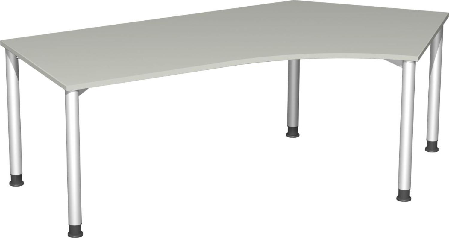 Schreibtisch 135° '4 Fuß Flex' rechts, höhenverstellbar, 216x113cm, Lichtgrau / Silber Bild 1