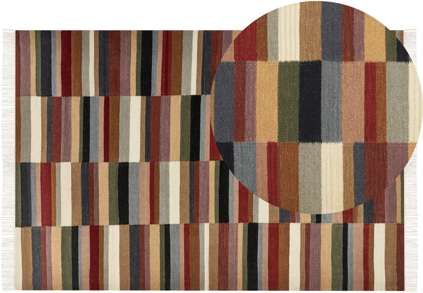 Kelim Teppich Wolle mehrfarbig 200 x 300 cm geometrisches Muster Kurzflor MUSALER Bild 1