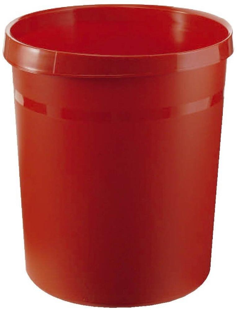 Papierkorb GRIP - 18 Liter, rund, 2 Griffmulden, extra stabil, rot Bild 1