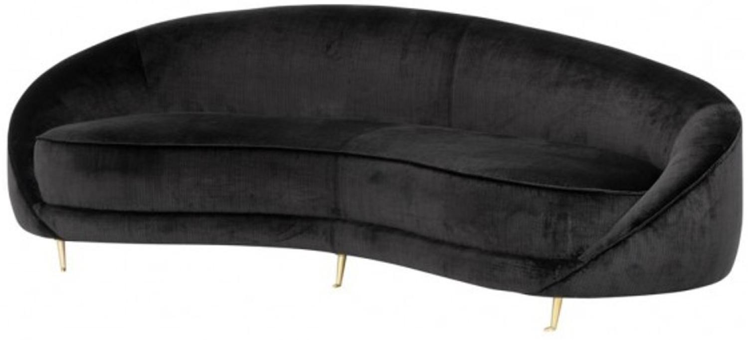 Casa Padrino Luxus Sofa Schwarz gebogen mit edlen Messing Füssen 239 cm Bild 1