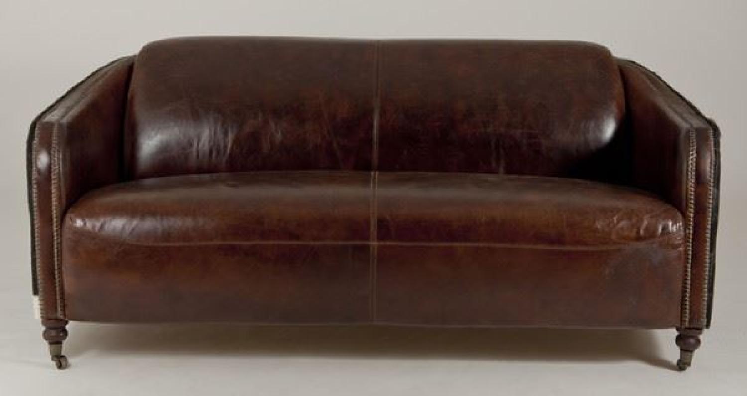 Clubsofa Dallas 3-Sitzer Leder Vintage-Cigar Kuhfell schw. Bild 1