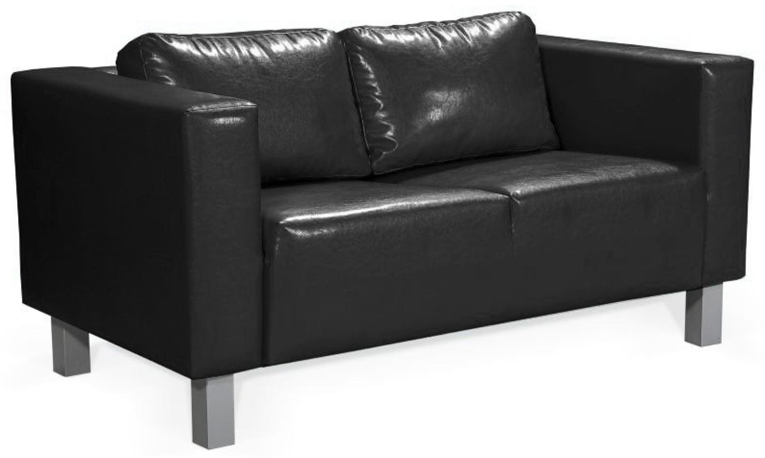 Sofa Designersofa MAILAND 2-Sitzer in Kunstleder Schwarz Bild 1