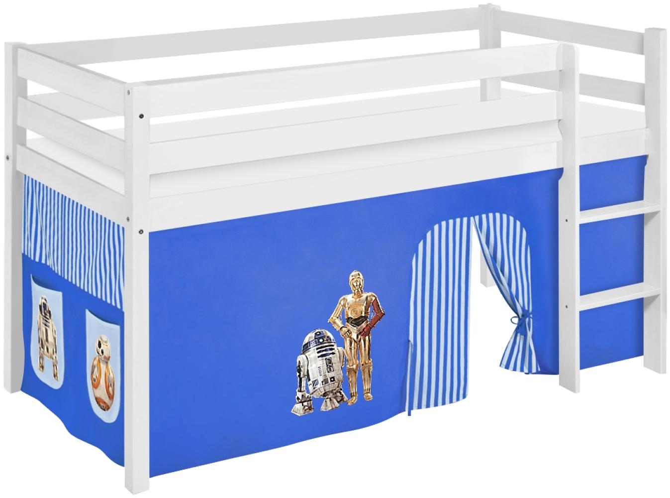 Lilokids 'Jelle' Spielbett 90 x 190 cm, Star Wars Blau, Kiefer massiv, mit Vorhang Bild 1