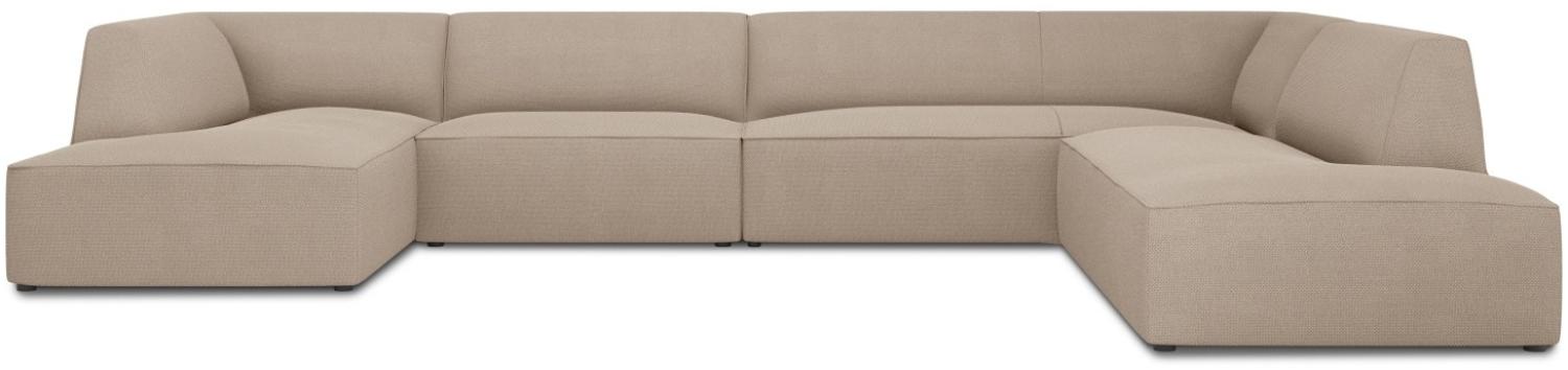 Micadoni 7-Sitzer Panorama Ecke rechts Sofa Ruby | Bezug Dark Beige | Beinfarbe Black Plastic Bild 1