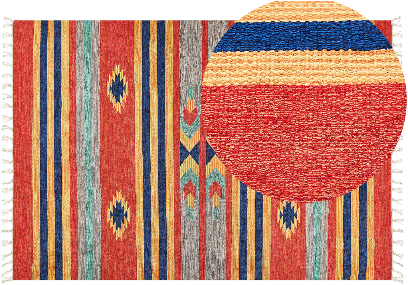 Kelim Teppich Baumwolle mehrfarbig 200 x 300 cm geometrisches Muster Kurzflor HATIS Bild 1