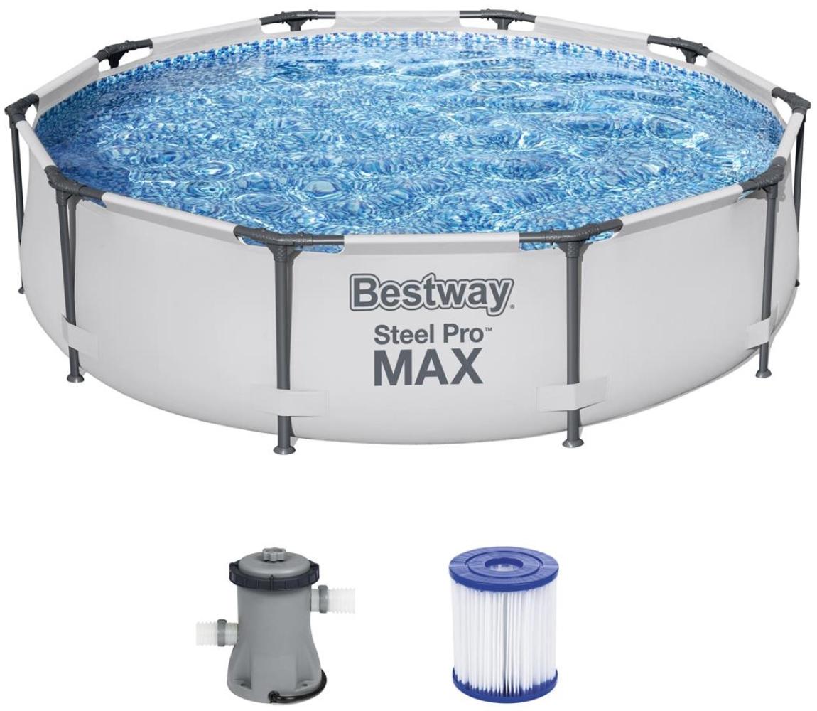 Bestway 'Steel Pro Max Ø 305 x 76 cm' Frame Pool Komplett Set mit Filterpumpe und Zubehör Bild 1