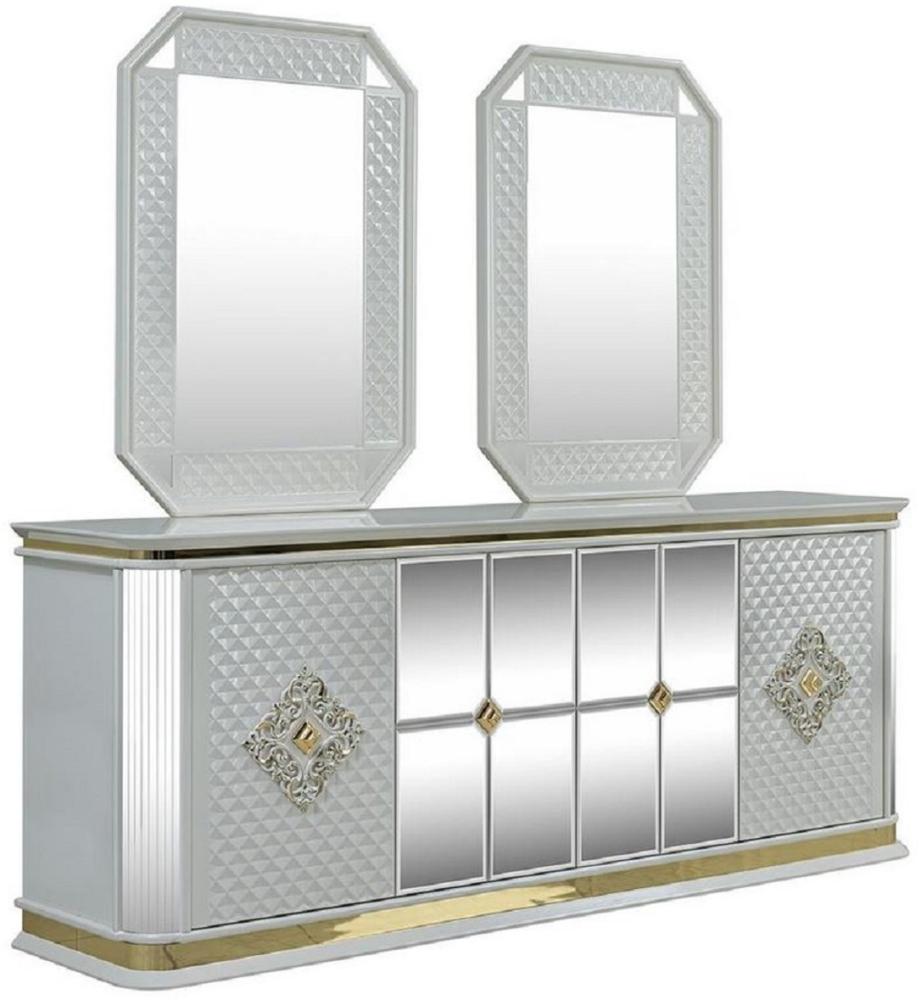 Casa Padrino Luxus Art Deco Möbel Set Weiß / Gold - 1 Sideboard & 2 Spiegel - Edel & Prunkvoll Bild 1
