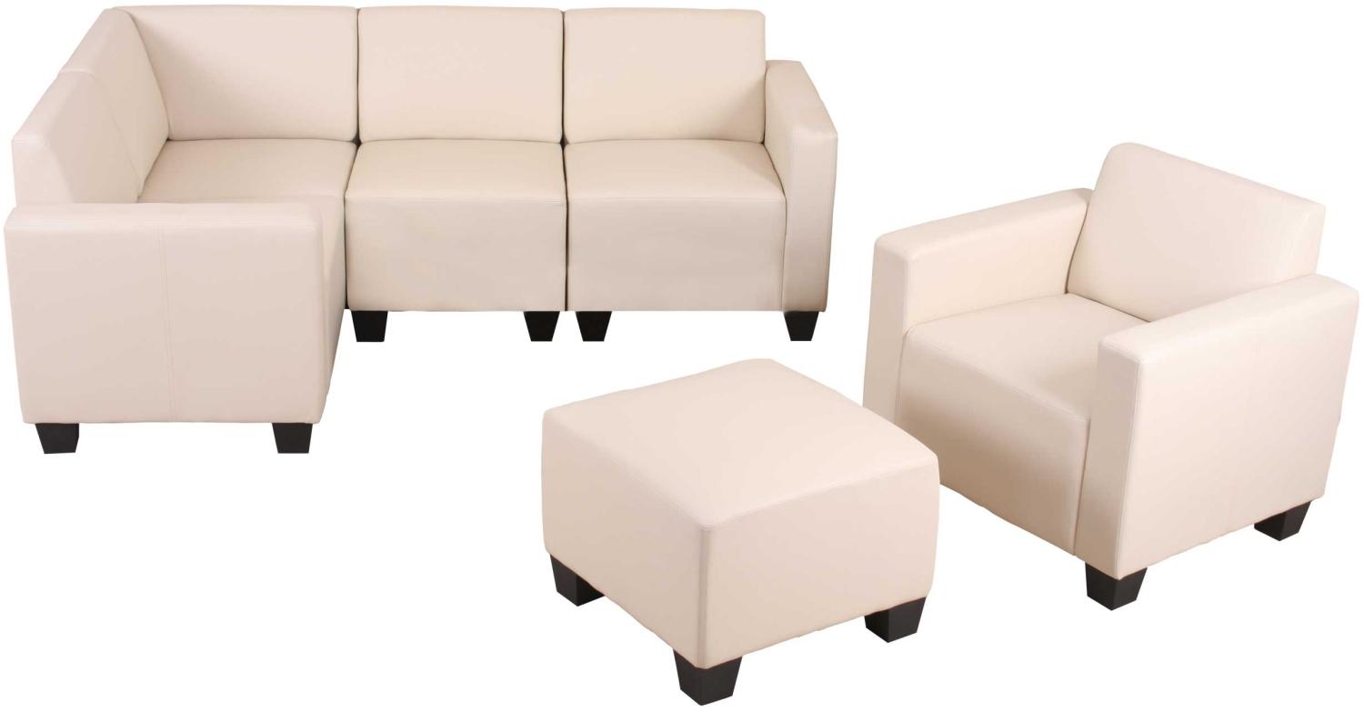 Modular Sofa-System Couch-Garnitur Lyon 4-1-1, Kunstleder ~ creme Bild 1