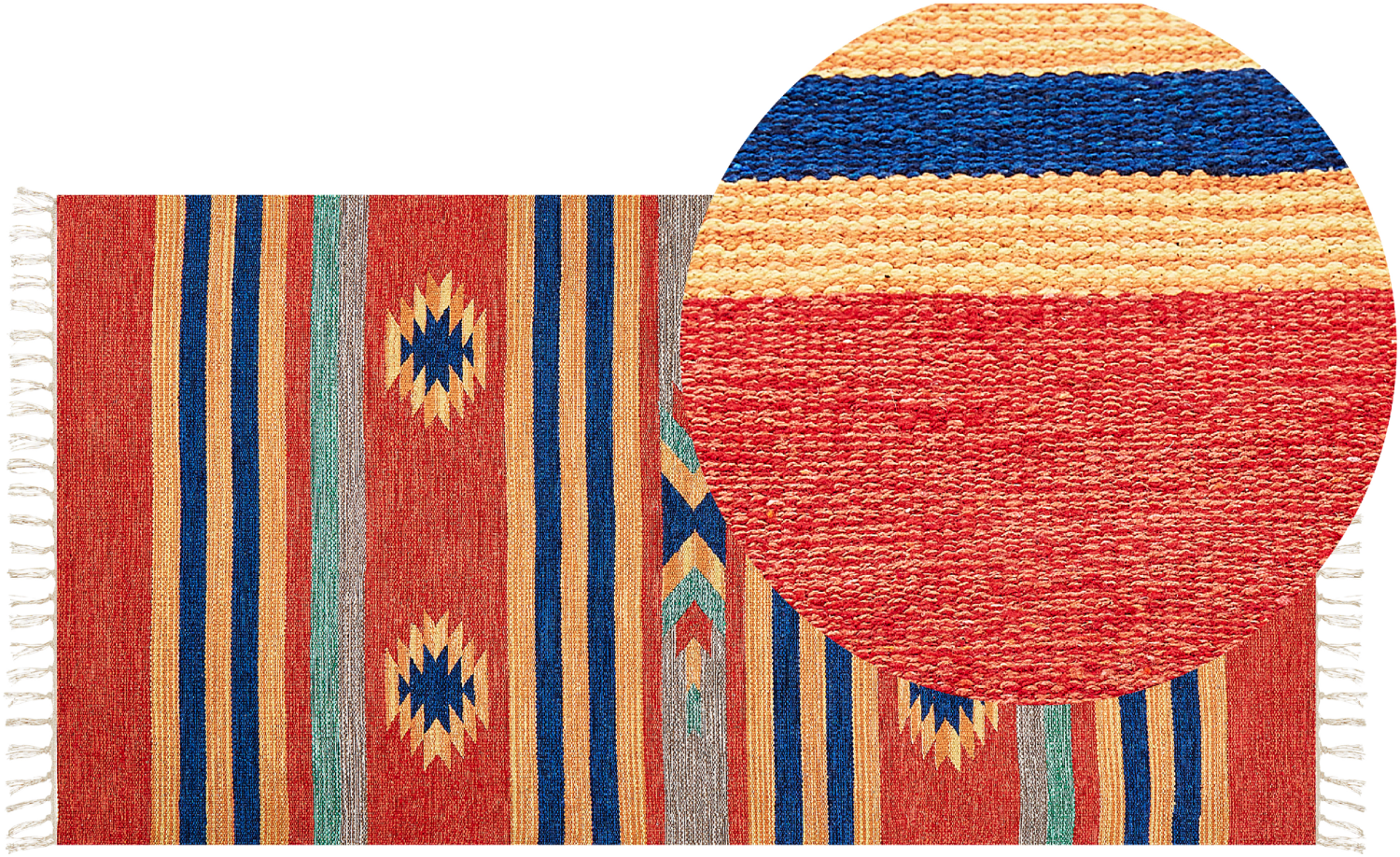 Kelim Teppich Baumwolle mehrfarbig 80 x 150 cm geometrisches Muster Kurzflor HATIS Bild 1