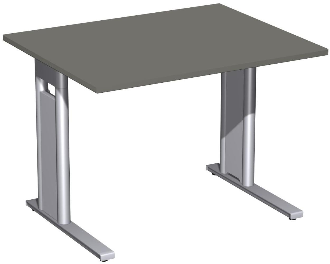 Schreibtisch 'C Fuß Pro', feste Höhe 100x80cm, Graphit / Silber Bild 1