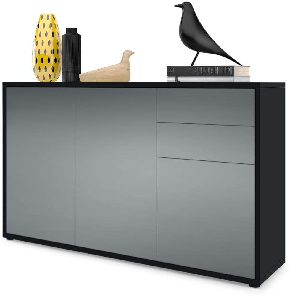 Vladon Sideboard Ben V3, Kommode mit 3 Türen und 2 Schubladen, Schwarz matt/Graphit Seidenmatt (117 x 74 x 36 cm) Bild 1