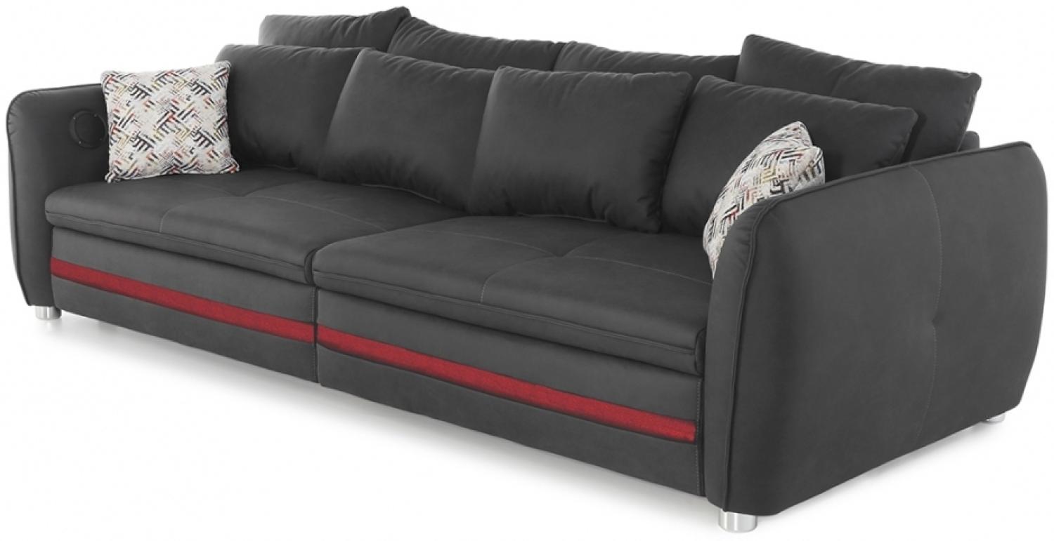 Sofa Big Couch Schlafsofa LED Beleuchtung Bluetooth Soundsystem ca. 286 cm LOUNGE Grau Bild 1