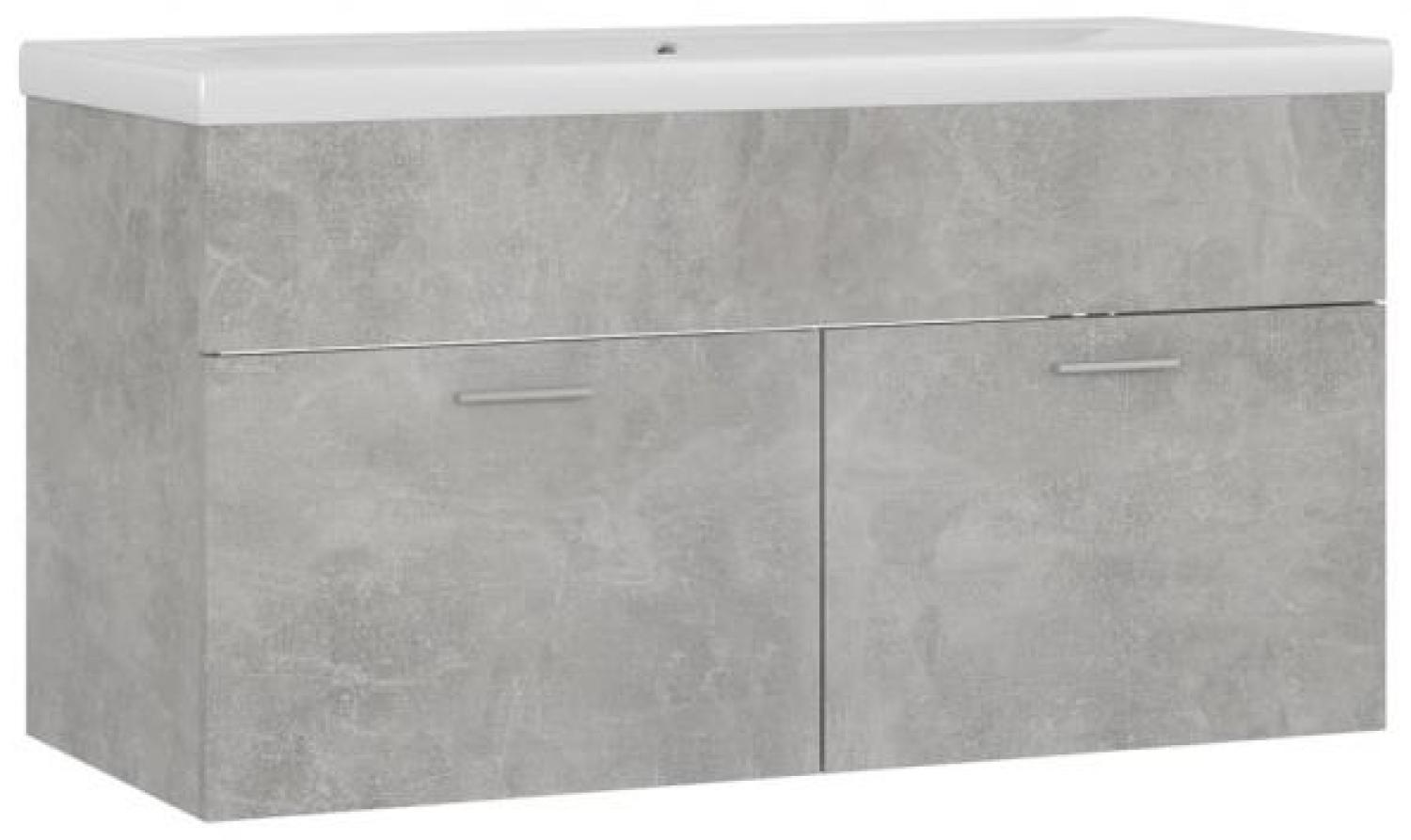 vidaXL Waschbeckenunterschrank mit Einbaubecken Betongrau Spanplatte [3070842] Bild 1