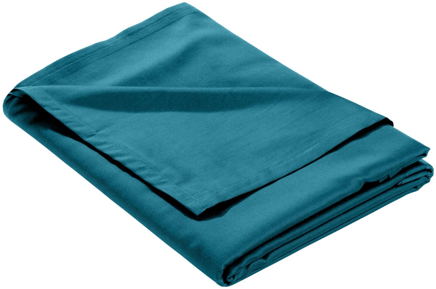Mako Satin Bettlaken ohne Gummizug petrol blau 240x280cm Bild 1