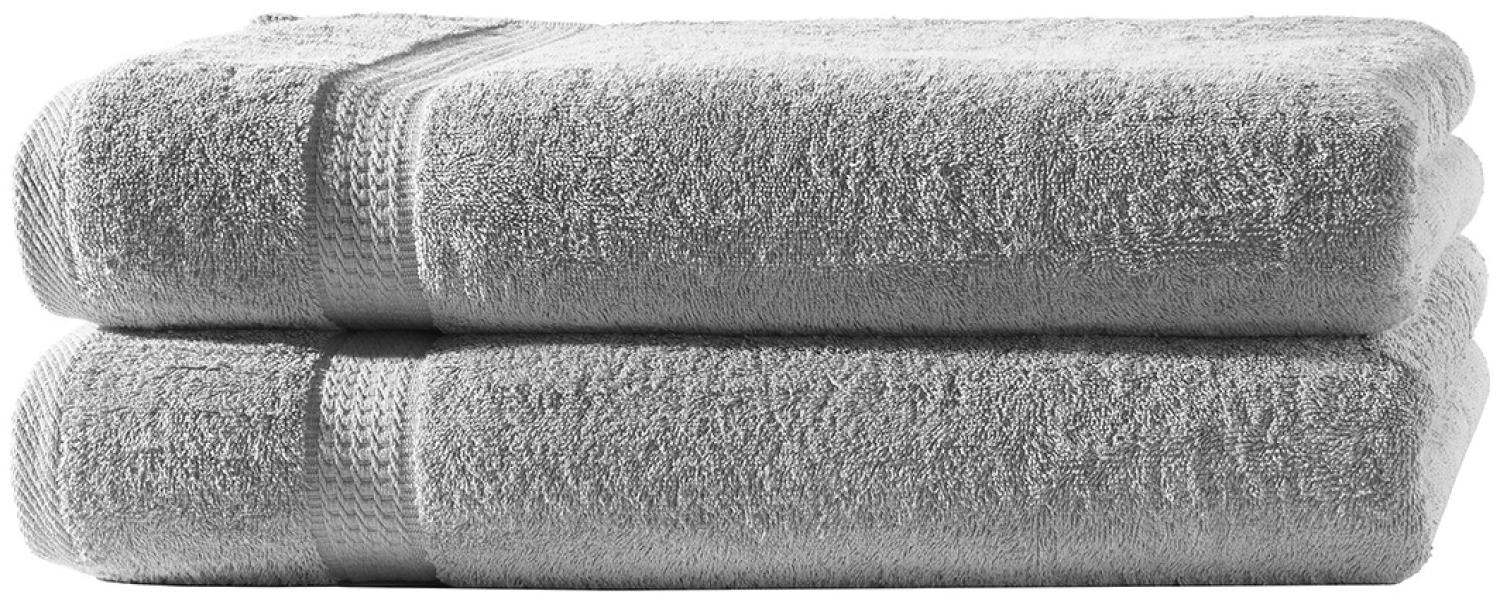 Müskaan - 2er Set Frottee Duschtücher Elegance 70x140 cm 100% Baumwolle 500 g/m² Duschtuch silber Bild 1