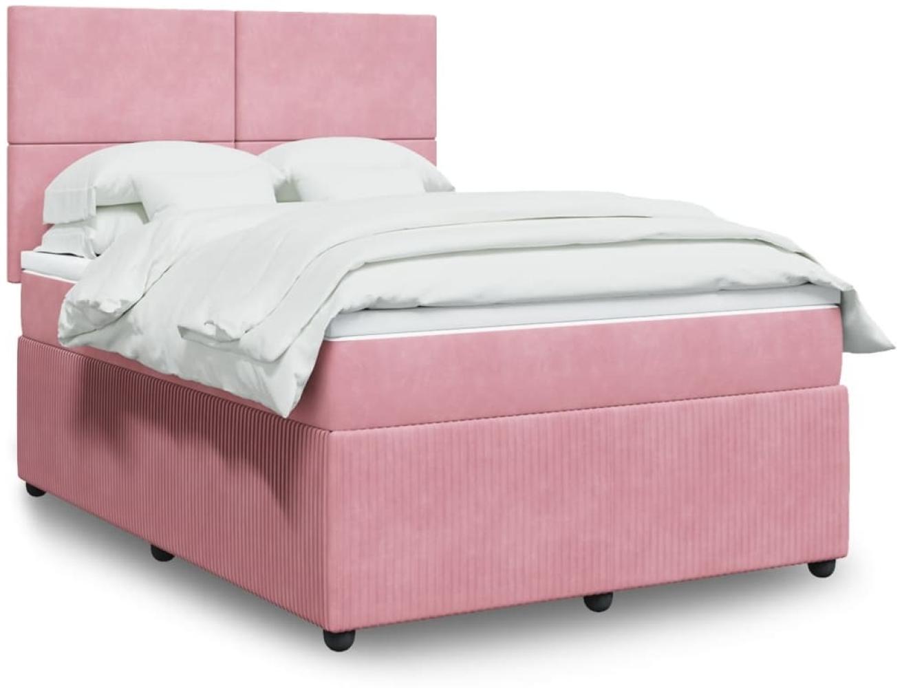 vidaXL Boxspringbett mit Matratze Rosa 160x200 cm Samt 3294681 Bild 1