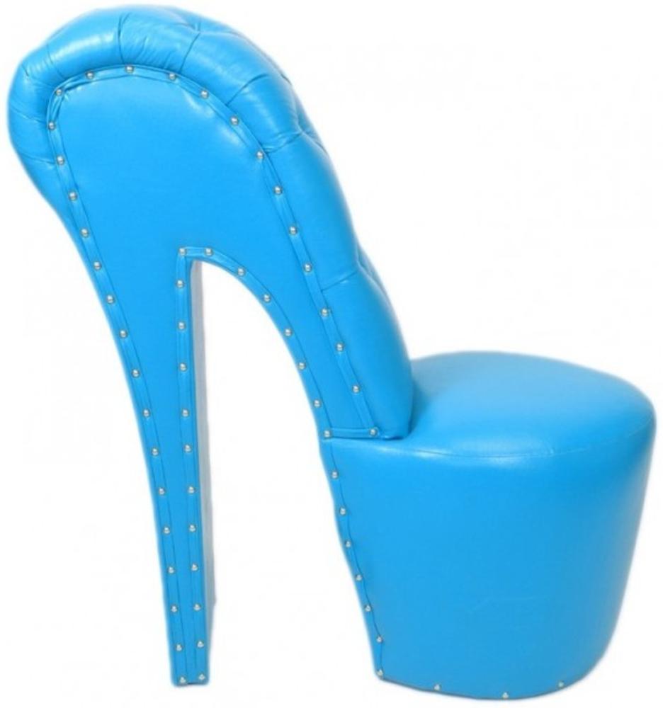 Casa Padrino High Heel Sessel mit Dekosteinen Hellblau Luxus Design - Designer Sessel - Club Möbel - Schuh Stuhl Sessel Bild 1