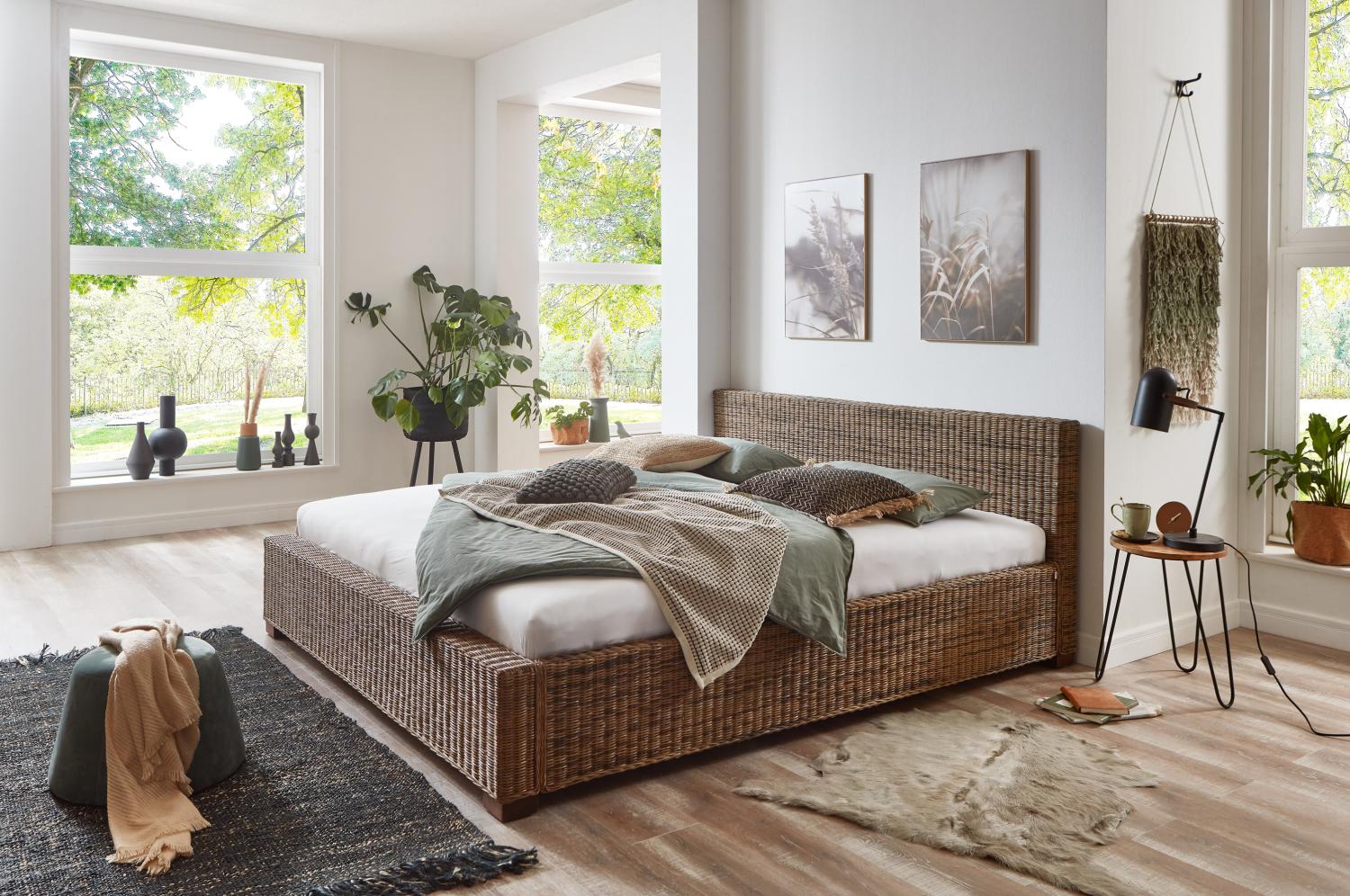 Loreno® Bett Slash, Trendiges Rattanbett, geflochtenes & pflegeleichtes Design Bild 1