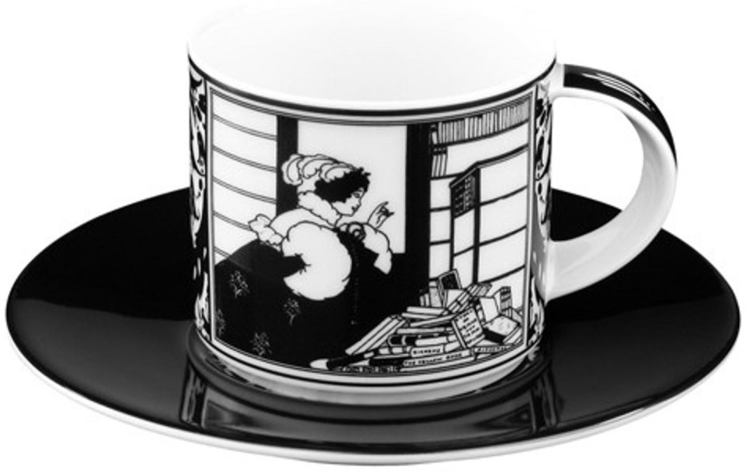 Handgearbeitete Moccatasse aus Porzellan mit einem Motiv von Audrey Beardsley "Morgenlektuere" 0,09 Ltr. - feinste Qualität aus der Tettau Porzellanfabrik - wunderschöne Espressotasse Bild 1