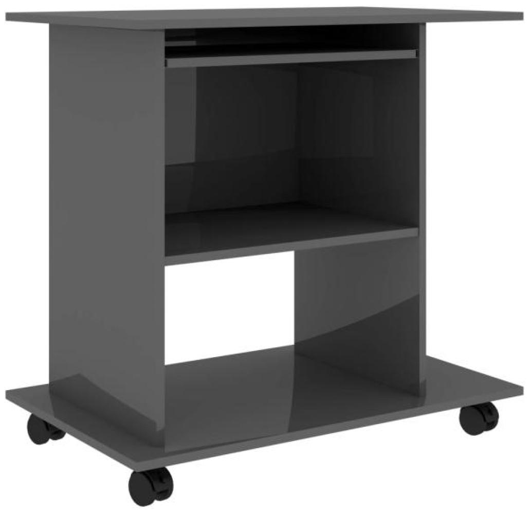 PC-Tisch, Spanplatte Hochglanz-Grau, 80 × 50 × 75 cm Spanplatte Bild 1