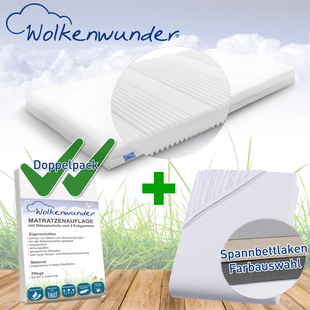 Wolkenwunder Multi Matratze / 2x Hygieneauflage / Spannbetttuch (weiß) 80x200 cm Bild 1