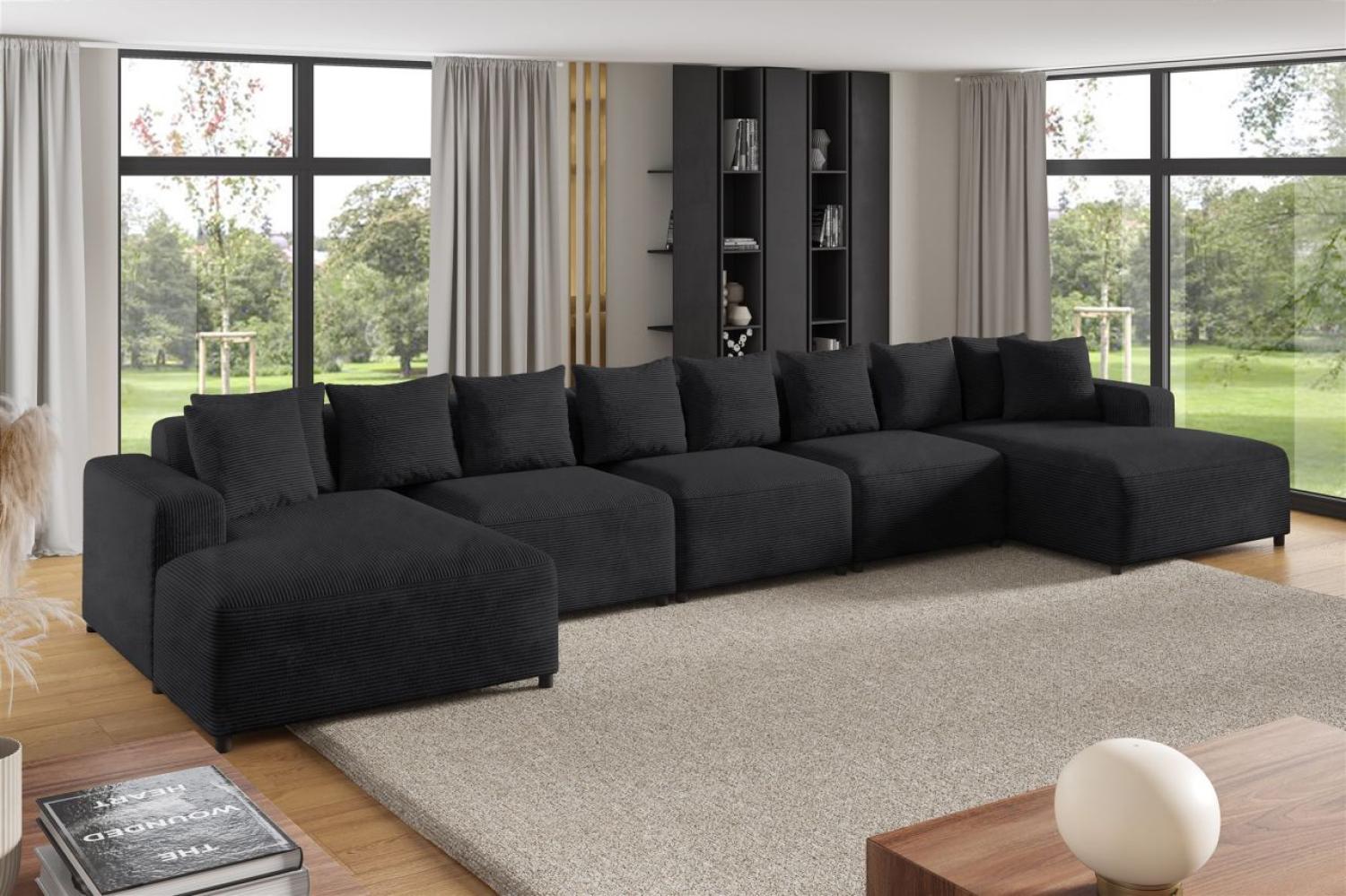 Wohnlandschaft Sofa U-Form Designersofa MEGAN XL in Stoff Poso Anthrazit Bild 1