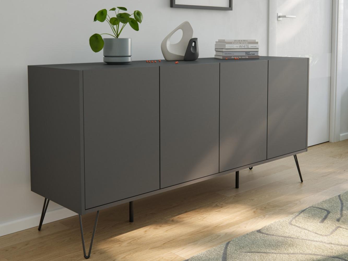 Raumwunder XL Sideboard Kommode Maxim 155cm stehend 4 Türen Grafit : Grafit Bild 1