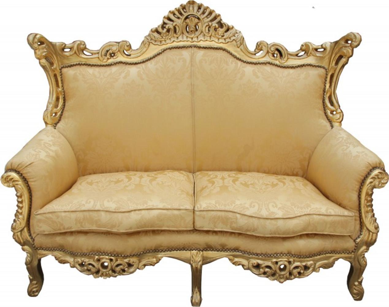 Casa Padrino Barock 2er Sofa Master Gold Blumen Muster/ Gold 2Mod - Wohnzimmer Couch Möbel Lounge Bild 1