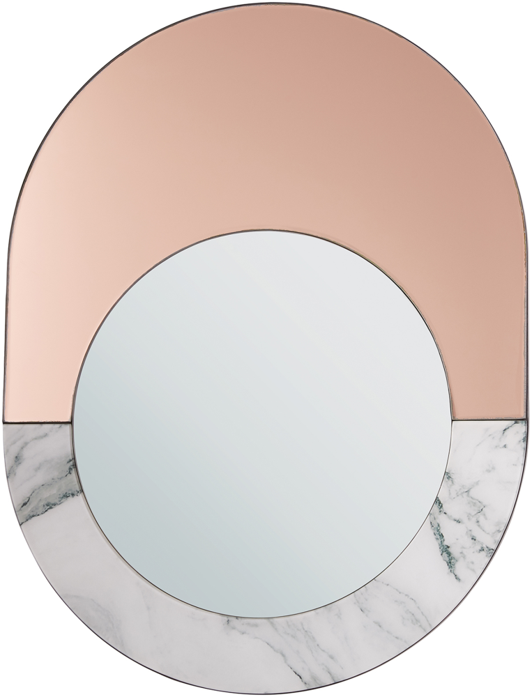 Wandspiegel roségold / weiß Marmor Optik oval 65 x 50 cm RETY Bild 1