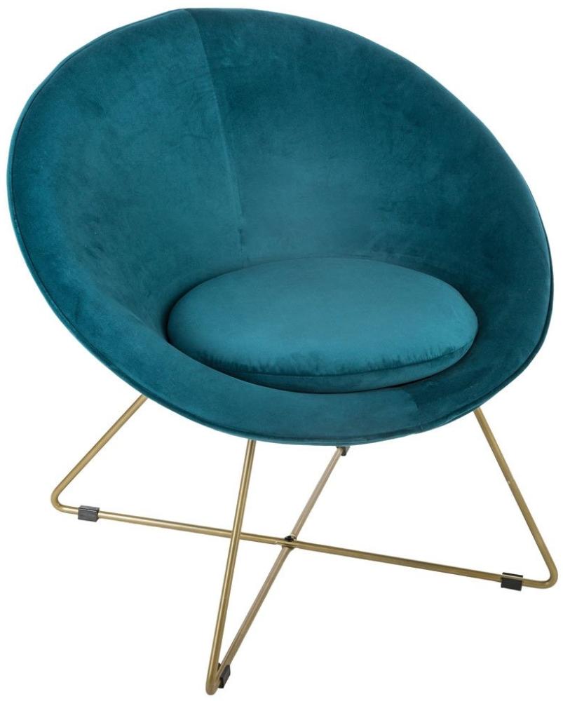 Sessel, Velours, Marineblau, Metallfüße, goldfarben, ausgefallenes Möbelstück Bild 1