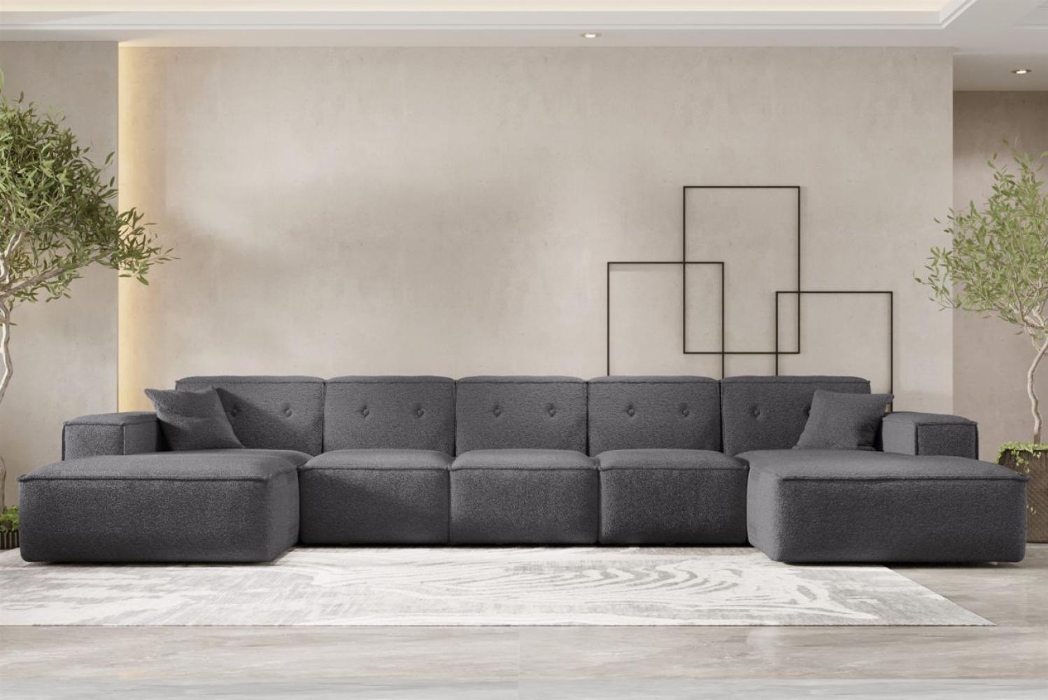 Wohnlandschaft Sofa U-Form CESINA XL in Stoff Ascot Bukla Grafit Bild 1