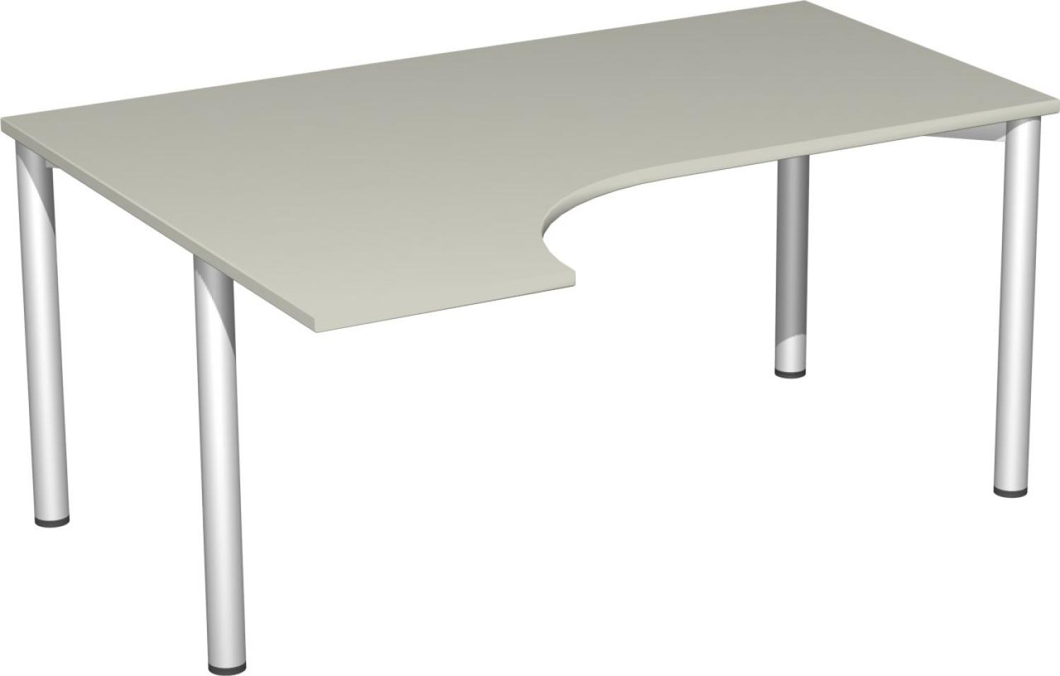 PC-Schreibtisch '4 Fuß Flex' links, 160x120cm, Lichtgrau / Silber Bild 1