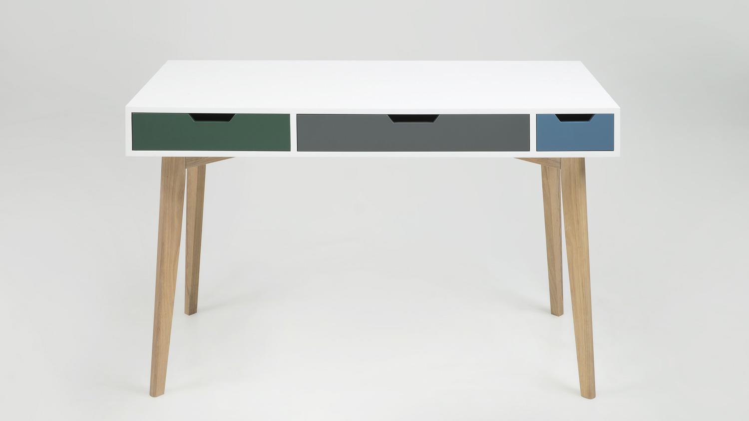 'Tess' Schreibtisch mit Schubladen, weiß, 120 x 76 x 60 cm Bild 1