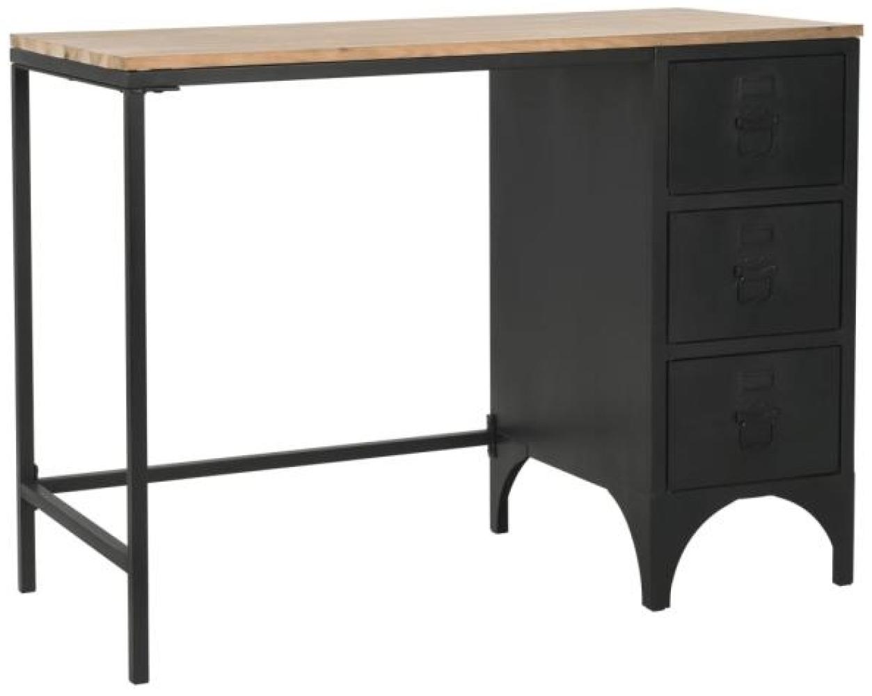 Einzelsockel Schreibtisch, Tanne Massivholz/ Stahl natur/ schwarz, 100 x 50 x 76 cm Bild 1