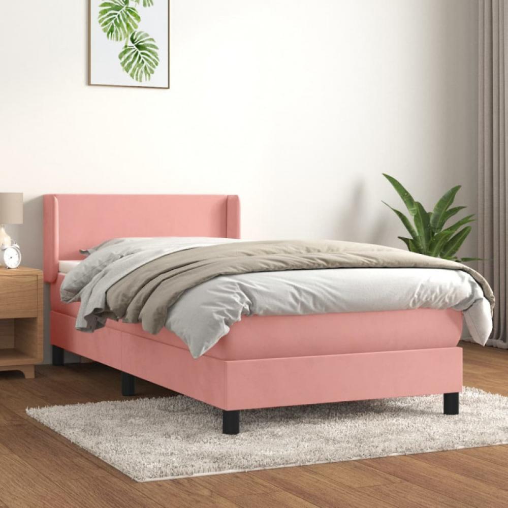 Boxspringbett mit Matratze Rosa 90x190 cm Samt (Farbe: Rosa) Bild 1