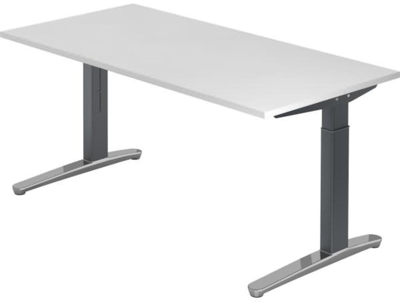 'XB16' Schreibtisch, C-Fuß, poliert, 160x80cm, Weiß / Graphit Bild 1