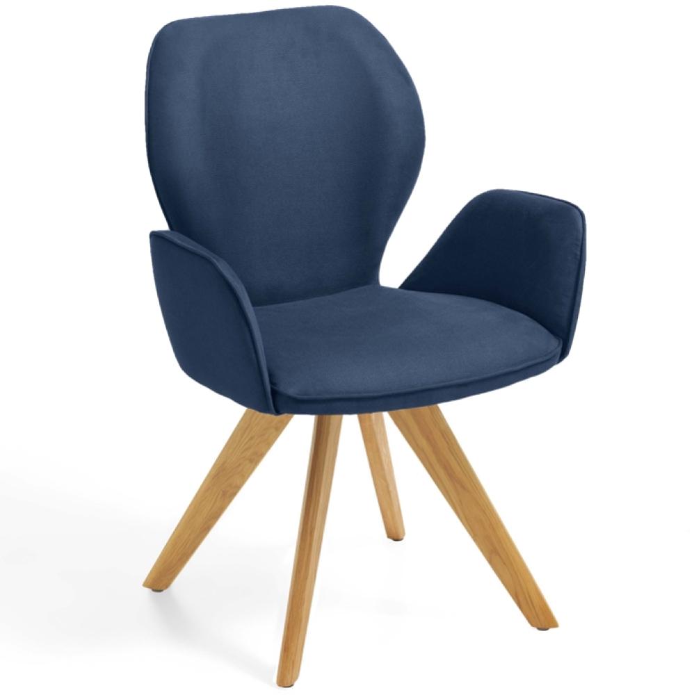 Niehoff Sitzmöbel Colorado Trend-Line Design-Armlehnenstuhl Eichen/Polyester Drehbar Nirvana dunkelblau Bild 1