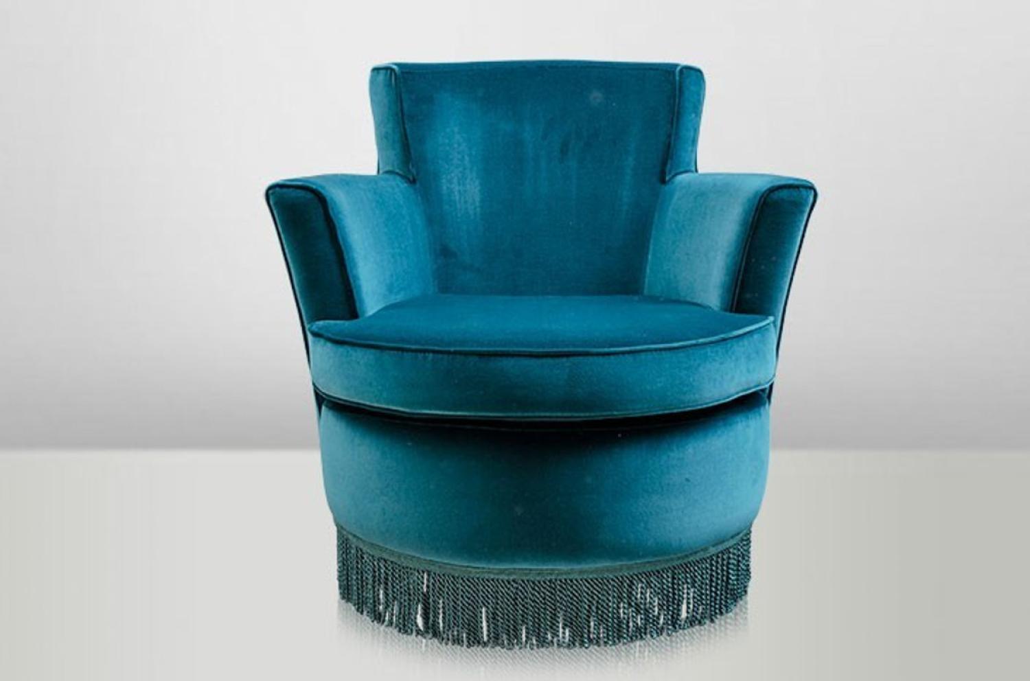 Casa Padrino Luxus Art Deco Lounge Sessel Blau - Luxury Collection - Jugendstil - Belle Epoche Bild 1