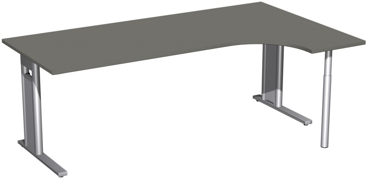 PC-Schreibtisch 'C Fuß Pro' rechts, feste Höhe 200x120x72cm, Graphit / Silber Bild 1