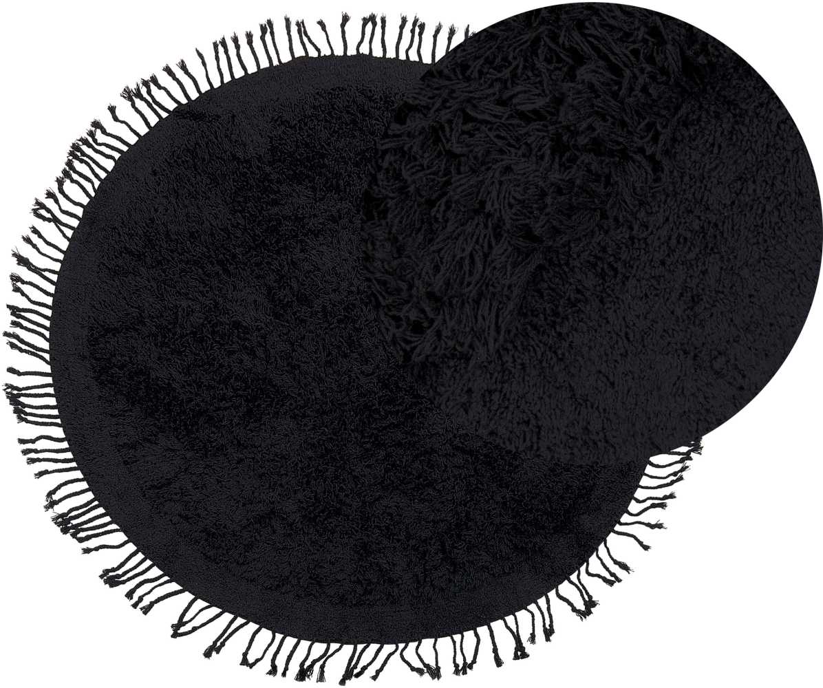 Teppich Baumwolle schwarz ⌀ 140 cm Fransen Shaggy BITLIS Bild 1