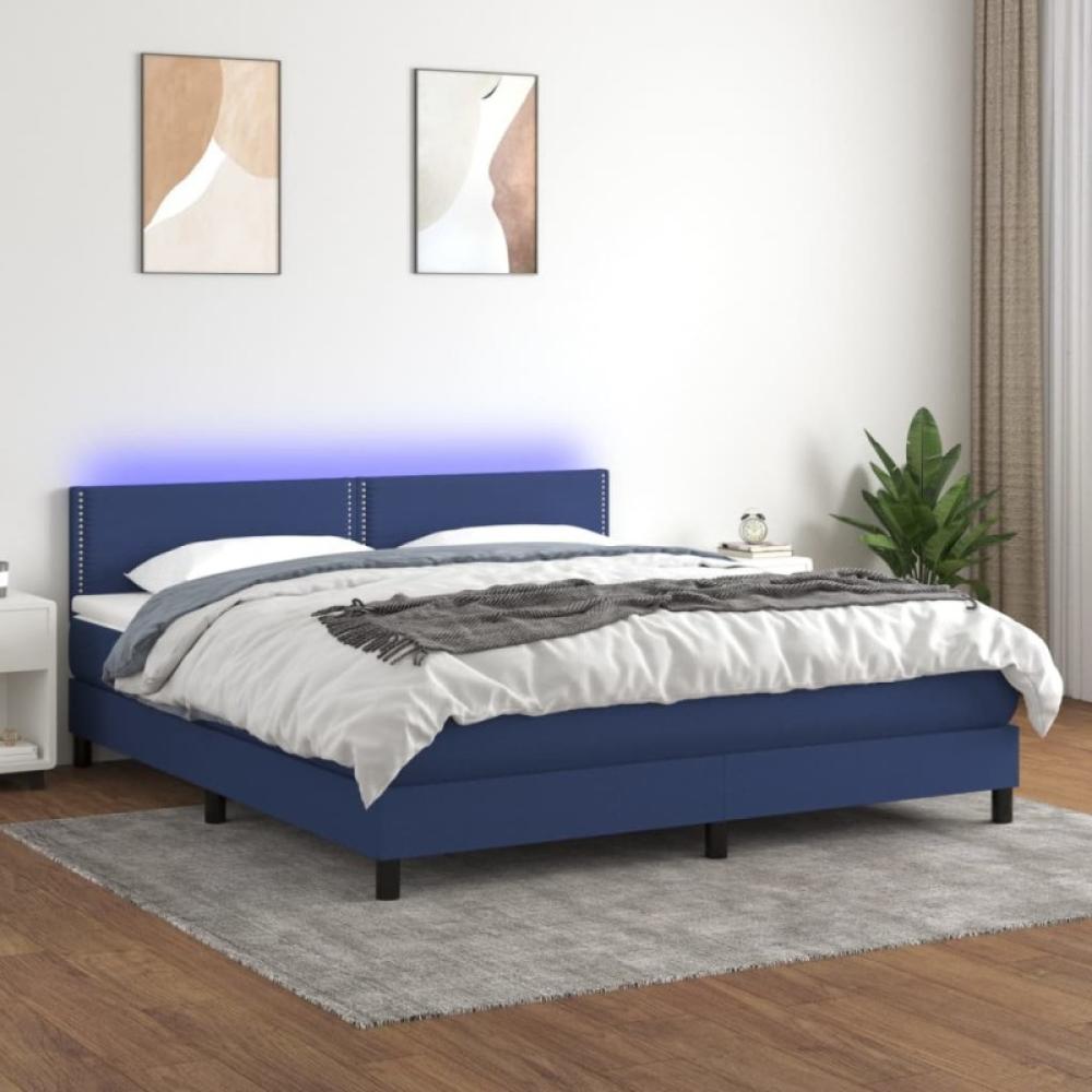 Boxspringbett mit Matratze & LED Blau 160x200 cm Stoff (Farbe: Blau) Bild 1