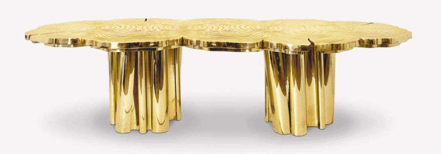 Casa Padrino Luxus Esstisch Gold 230 x 133 x H. 76 cm - Moderner massiver Metall Küchentisch - Luxus Esszimmer Möbel - Luxus Qualität Bild 1