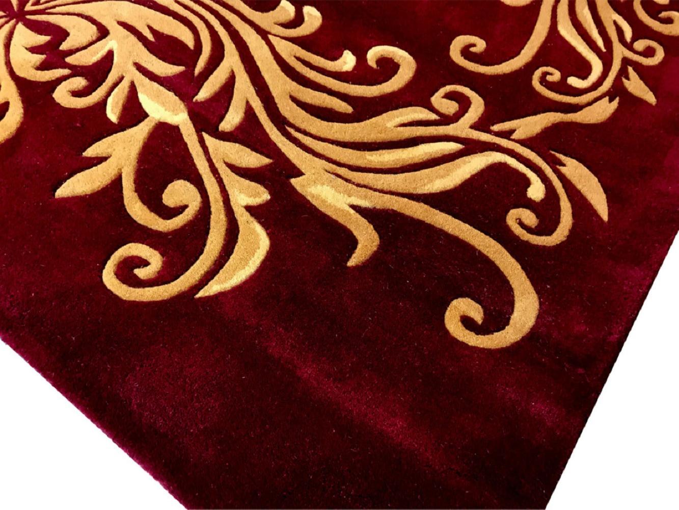 Pompöös by Casa Padrino Luxus Teppich von Harald Glööckler - ALLE GRÖßEN - Krone Bordeauxrot / Gold - Barock Design Teppich - Handgewebt aus Wolle Bild 1
