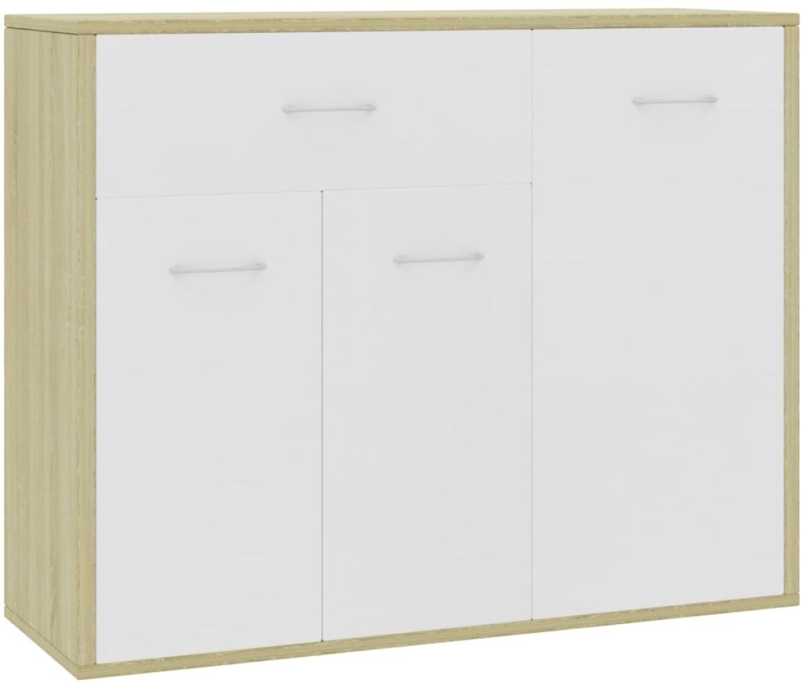vidaXL Sideboard Weiß und Sonoma-Eiche 88×30×70 cm Spanplatte Bild 1