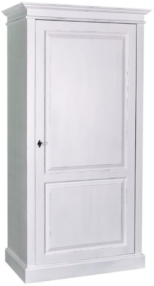 Casa Padrino Landhausstil Kleiderschrank Antik Weiß 100 x 67 x H. 200 cm - Massivholz Schlafzimmerschrank mit Tür - Landhausstil Schlafzimmermöbel Bild 1