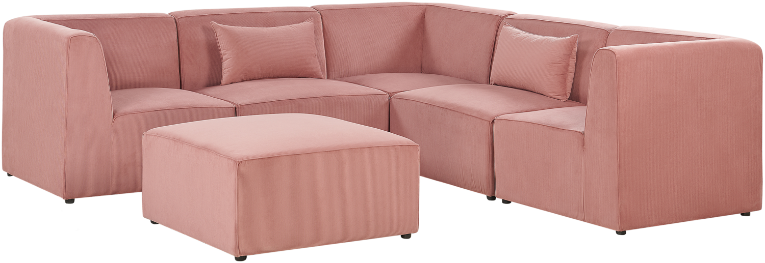 Ecksofa Cord rosa linksseitig mit Ottomane 5-Sitzer LEMVIG Bild 1