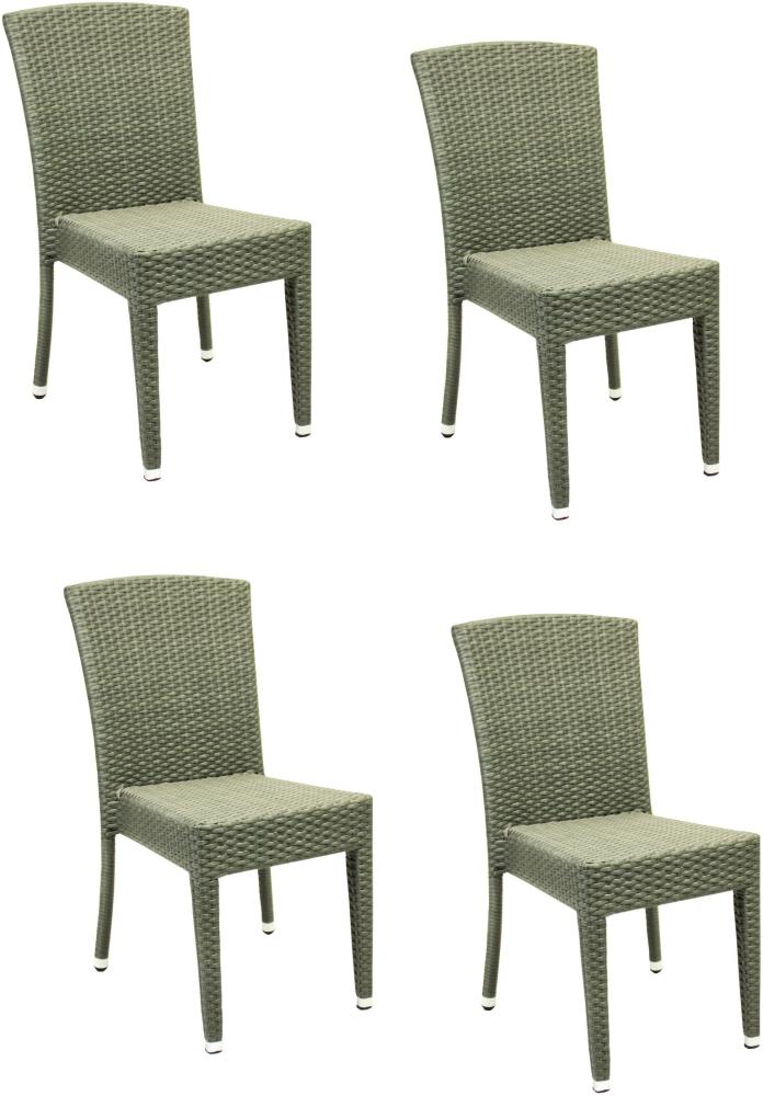 4x KONWAY® MAUI Stapelstuhl Quarz Polyrattan Garten Sessel Stuhl Set stapelbar Bild 1